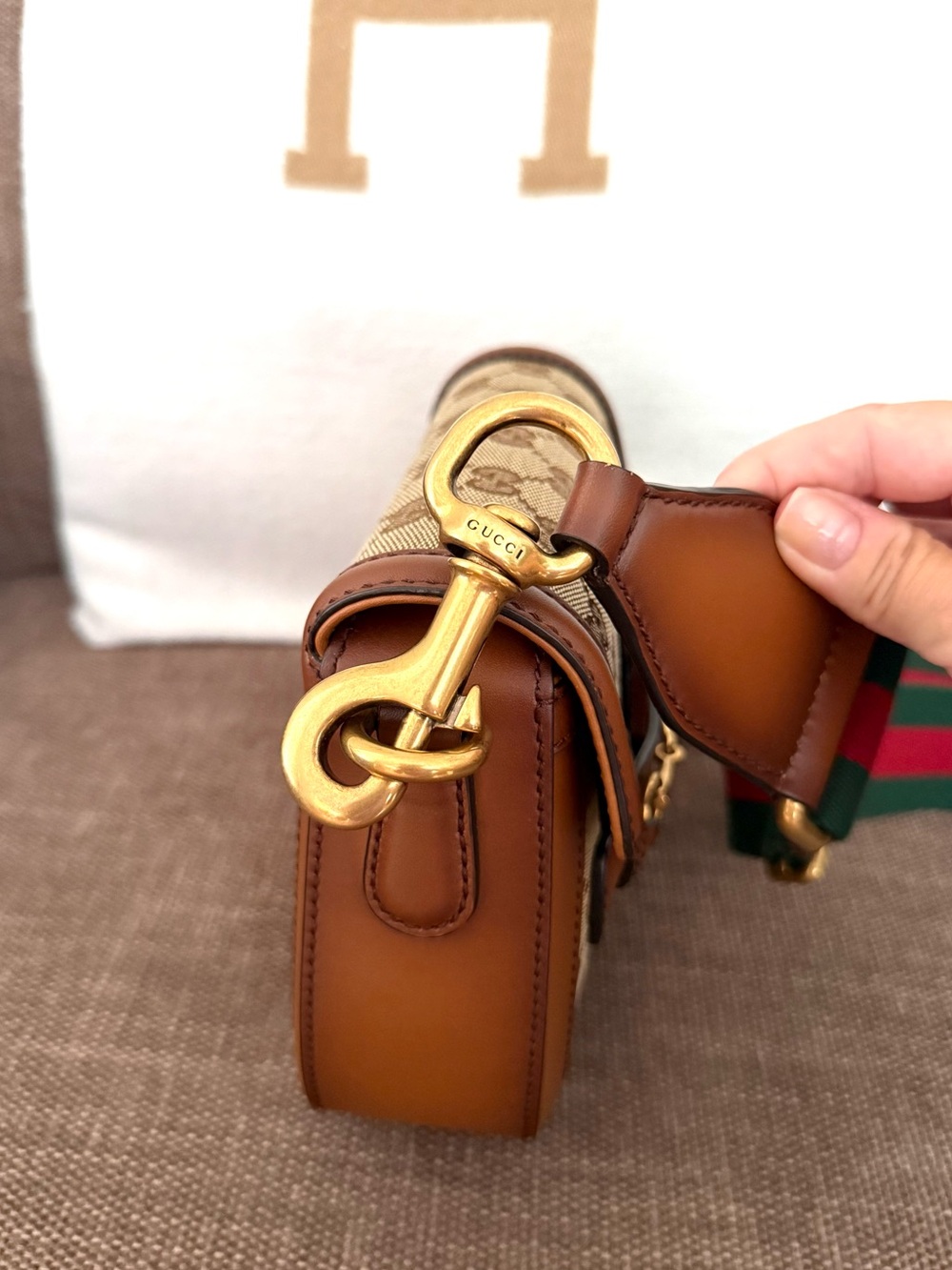 Authentic Gucci Small Lady Web Shoulder Bagbrown monogram canvas - Picture 14 of 16